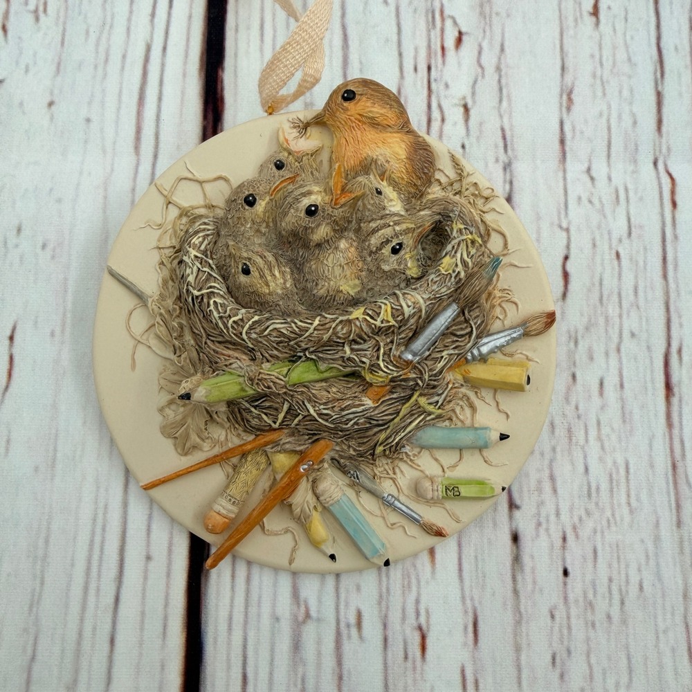 Hallmark 1995 Marjolein Bastin Bird Nest Pencils Ornament Vintage QX5747